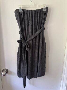 J. Crew Charcoal Strapless Knit Tie-Waist Dress
